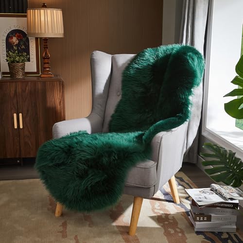 Faux Sheepskin Rug (2' x 6' (Sheepskin) / Dark Green)