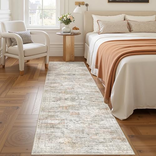 2x8 Runner Rug Non Slip (Grey/Rust / 2' x 8' (Runner))