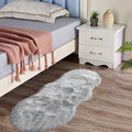 Faux Sheepskin Fur Rug 2x4 Feet Light Grey Fluffy Rugs Shag Furry Rug Small Area Rugs Carpet for Bedroom Living Room (2' x 4' (Sheepskin) / Grey)