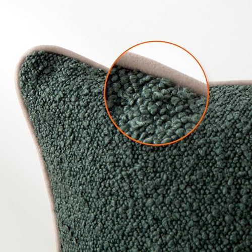 Boucle Throw Pillow Covers for Couch (Green / 22" x 22" (Pack of 2))