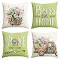Bless Our Home Eucalyptus Leaves Throw Pillow Covers (Emerald Green / 16" x 16" (Pack of 4))
