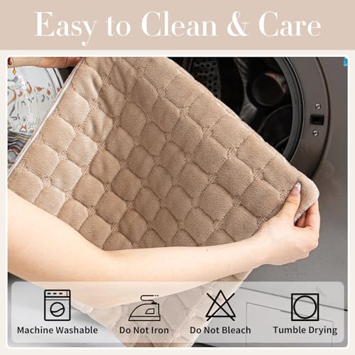 Velvet Couch Covers for Sectional Sofa (Khaki / 1PC/35.4"x94"/3-4 Seat & Long "L" Part)