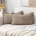 Decorative Lumbar Throw Pillow Covers 12x20 Inch Light Brown 2 Pack (Light Brown / 20" x 12" (Pack of 2))