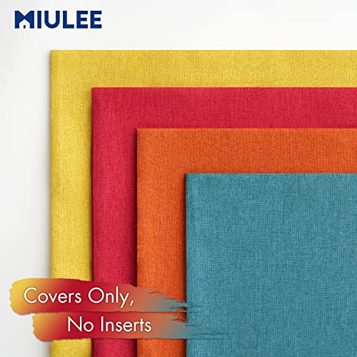 Pack of 4 Decorative Outdoor Throw Pillow Covers Linen Waterproof Pillow Covers Summer Farmhouse Cushion Cases for Patio Garden Tent Balcony Couch Sofa 16x16 Inch Red (16" x 16" (Pack of 4) / Red/Turquoise)