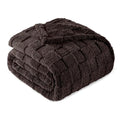 3D Checkered Fleece Queen Blanket for Bed (Coffee / Queen (90"x90"))