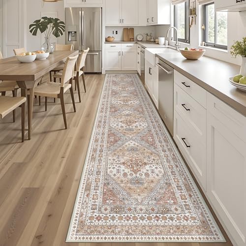 3x16 Long Runner Rugs for Hallway Vintage Washable Rug (Orange / 3' x 16' (Runner))