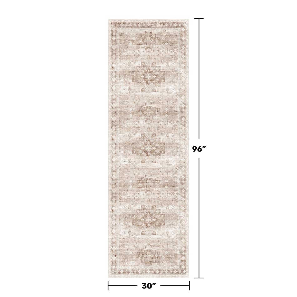 Beige Washable 2'6"x8' Wide Hallway Runners (2'6" x 8' (Runner) / Latte / Beige)