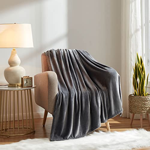 Fleece Blanket Throw Size Dark Grey Lightweight Super Soft Cozy Fuzzy Bed Blankets Microfiber Factory Shop (Dark Grey / Throw(50"x60"))