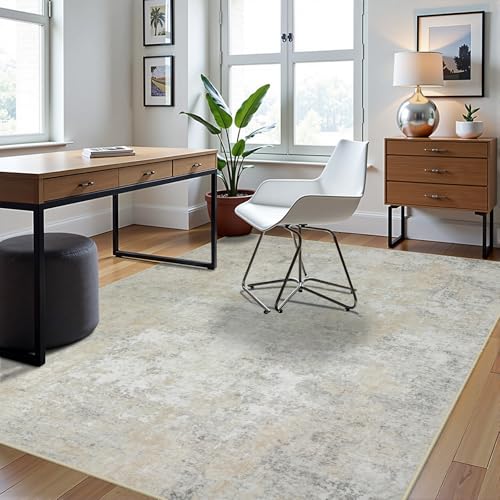 6x9 Area Rugs for Living Room Washable Bedroom Dining Room Beige Grey (Beige/Grey / 6' x 9' (Rectangular))