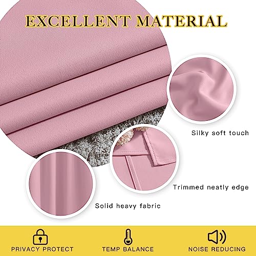 Blackout Curtains 54 inch Length for Bedroom (Crystal Pink / 46"W x 54"L (Pack of 2))