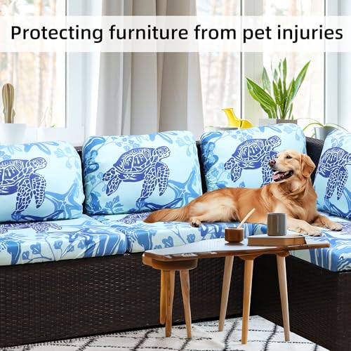 8 Pcs Outdoor Cushion Covers (Sea Turtle / 8PCS)