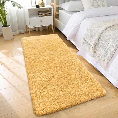 2x6 Machine Washable Runner Rugs for Hallway (2x6 Ft / Mustard Yellow)
