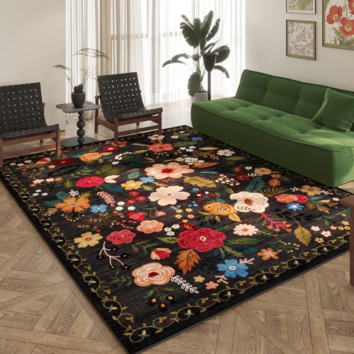 Area Rug 9x12 Washable (Black / 9' x 12' (Rectangular))