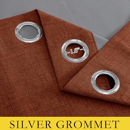 100% Absolutely Blackout Linen Curtains with Thermal Insulated Liner (42"W x 84"L (Pack of 2) / Burnt Orange)