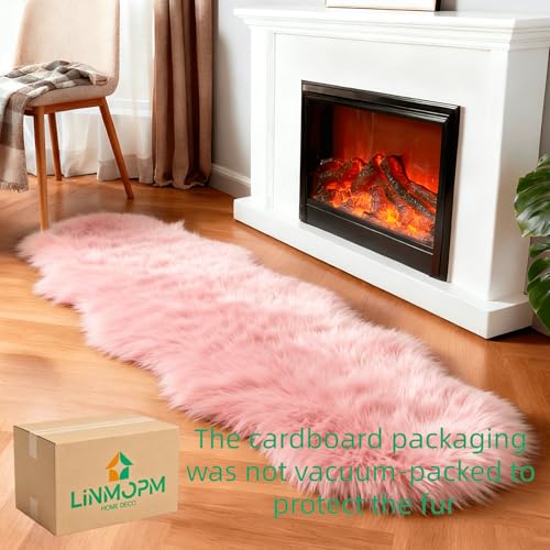 Faux Fur Sheepskin Rug (2' x 6' (Runner) / Pink)
