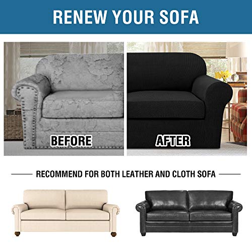 Stretch Sofa Covers for Cushion Couch Covers for Living Furniture Slipcovers (Medium-XL / Black)