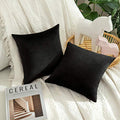 Velvet Throw Pillow Covers 12x12 Inch Pack of 2 Black (12" x 12" (Pack of 2) / Black)