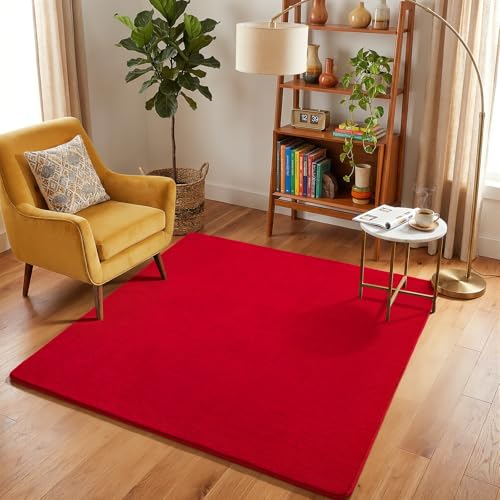 5x5 Square Area Rugs for Bedroom Living Room (5' x 5' (Square) / Red)