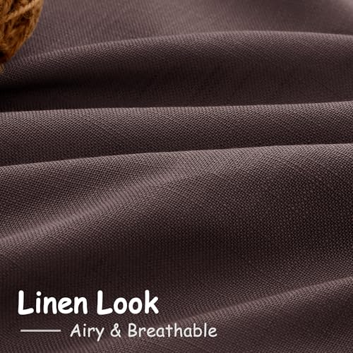 Coffee Brown Linen Curtains for Living Room 100 Inches Long Light Filtering Semi Sheer Curtain Back Tab Luxury Modern Rustic Home Decor Neutral Drapes for Bedroom Dinner Room 52x100 (52"W x 100"L (Pack of 2) / Coffee Brown)