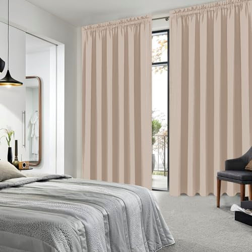 Wide Blackout Curtains for Bedroom Living Room 60 x 84 Inch Long Camel (Camel / 60"W x 84"L (Pack of 2))