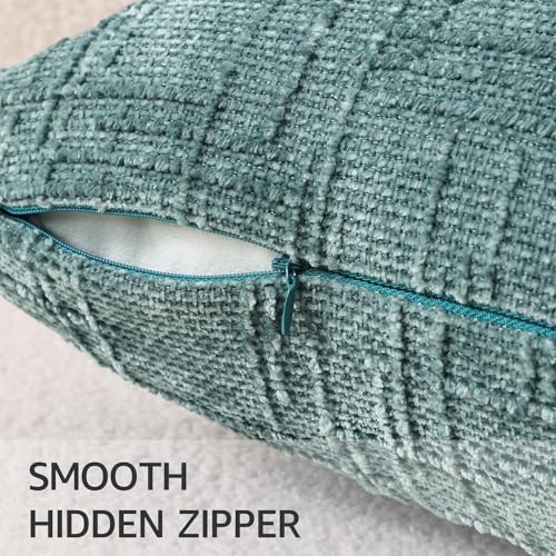 Textured Chenille Throw Pillow Covers 18x18 Set of 2 Teal (Teal / 18" x 18" (Pack of 2))