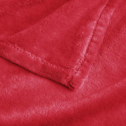 Fleece Blanket Soft Plush Oversized Bed Blanket Red 120"x120" (Red / Oversized King(120"x120"))