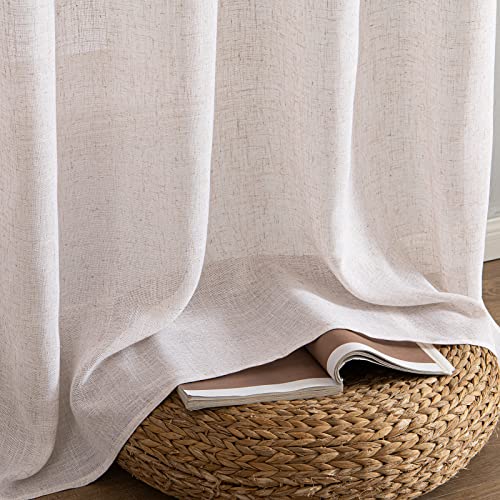 Natural White Linen Curtains 37x72 Inch Length 2 Panels (37"W x 72"L (Pack of 2) / Natural Linen White)