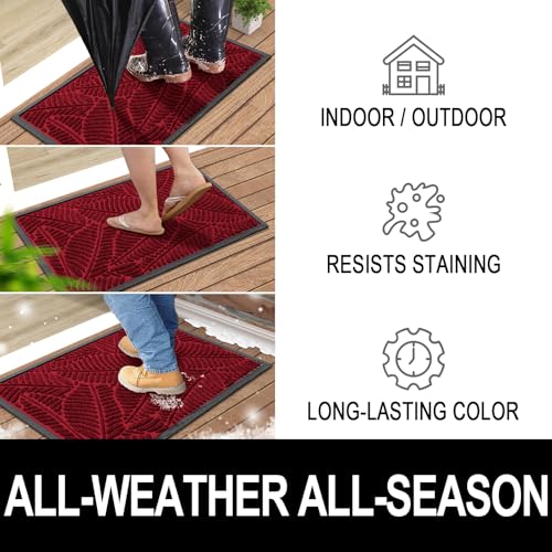 Waterproof Front Doormat (Burgundy / 59" X 34")