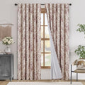 Floral Linen Blackout Curtains for Bedroom 84 Inches Long (Red / 50"W x 84"L (Pack of 2))