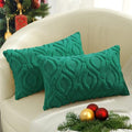 Faux Fur Plush Soft Green Throw Pillow Covers 12x20 Set of 2 (20" x 12" (Pack of 2) / Green)