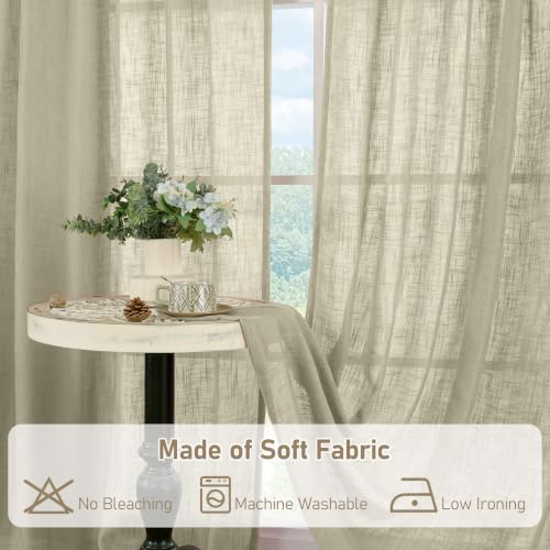102 Inches Long Linen Curtains for Living Room Bedroom 2 Panels (Oatmeal / 52"W x 102"L (Pack of 2))