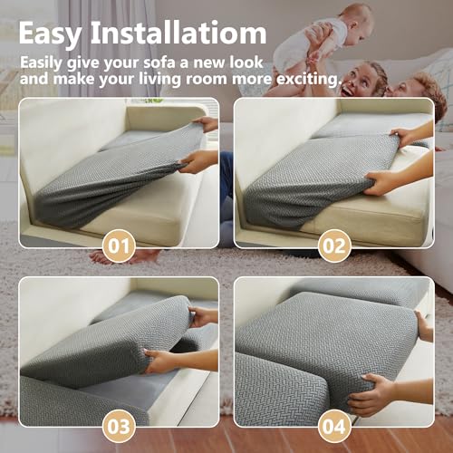 Couch Cushion Covers for Sofa Couch Covers Wear (Texture-gray / One Size Chaise Cover)