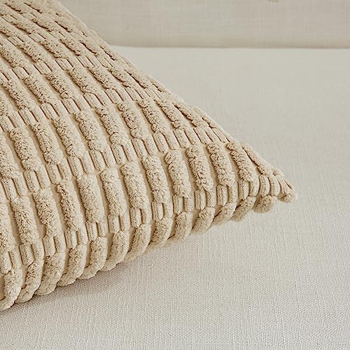 4 Packs Decorative Throw Pillow Covers for Living Room Couch Bed (24" x 14" (Pack of 4) / Tan)