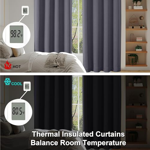 Ava Grey Blackout Curtains for Bedroom 72 Inch Length 2 Panels Set (Grey / 40"W x 72"L (Pack of 2))