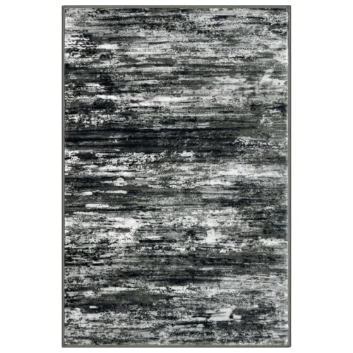 Modern Abstract 3x5 Large Entryway Rug Non (Black White Grey Green / 3' x 5' (Rectangular))
