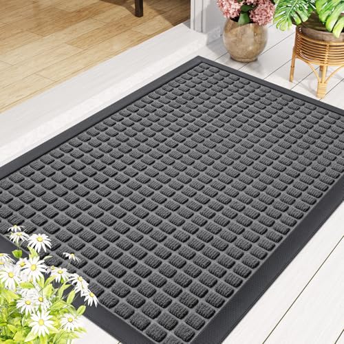 Front Door Mat Outside Entrance (Grey / 35" X 23")