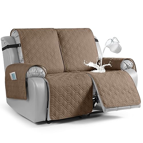 Waterproof Recliner Loveseat Covers Washable (Light Brown / 2 Seater)