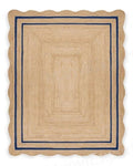 Chouhan Natural Jute Scalloped Bohemian Decor Handwoven Custom Decorative Rug (Blue / 4' x 6' (Rectangular))