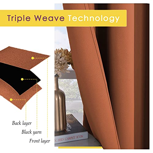 Kitchen Curtains Small Window Curtains & Drapes (Burnt Orange / 34"W x 40"L (Pack of 2))