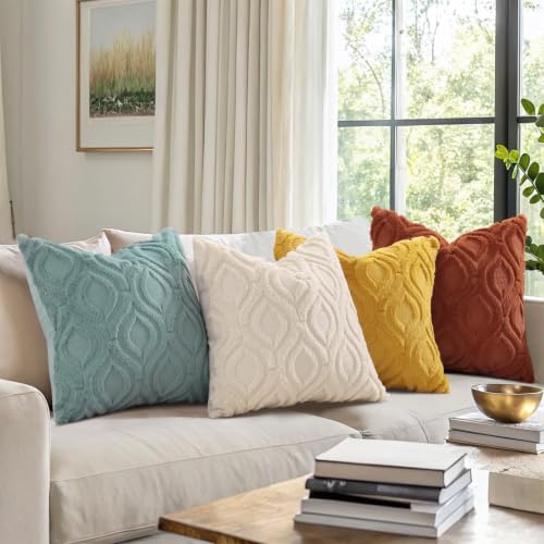Faux Fur Mustard Yellow Throw Pillow Covers 12x20 Set of 2 (20" x 12" (Pack of 2) / Mustard Yellow)
