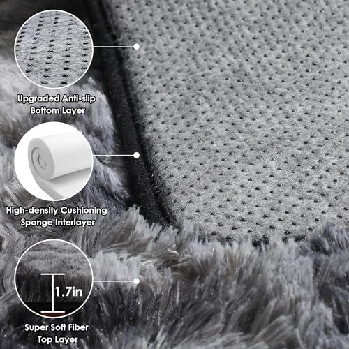 Area Rugs 9x12 Living Room (Tie-dyed Dark Grey / 9' x 12' (Rectangular))