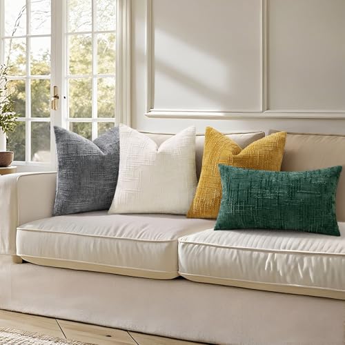 Textured Chenille Throw Pillow Covers 20x20 Set of 2 Green (Christmas Green / 20" x 20" (Pack of 2))