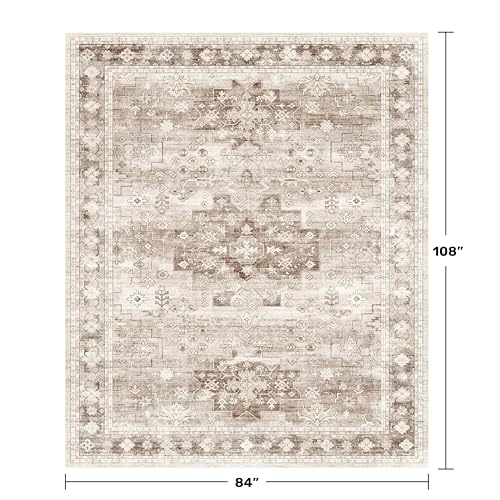Boho 7x9 Area Rug for Living Room (7' x 9' (Rectangular) / Latte / Beige)