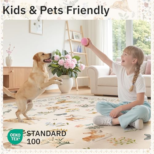 Dog 6x9 Area Rugs for Living Room (Dog/Beige / 6' x 9' (Rectangular))