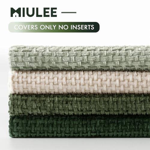 Soft Decorative Chenille Pillow Covers Green 18x18 Pack of 4 (18" x 18" (Pack of 4) / Neutral Green)