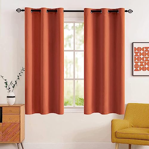 Fall Decor Burnt Orange Blackout Curtains for Bedroom 63 Inch Long (Burnt Orange / 42"W x 63"L (Pack of 2))
