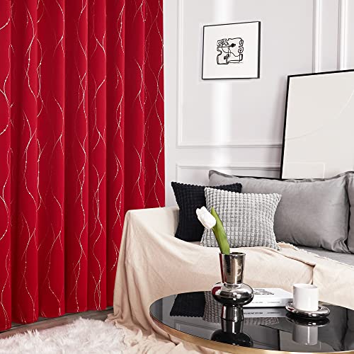 Living Room Curtains 54 Inches Long (Red/Wave Dots / 38"W x 54"L (Pack of 2))