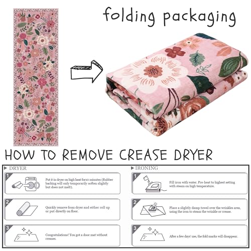 Runner Rug 2x10 Washable (Pink / 2' x 10' (Rectangular))
