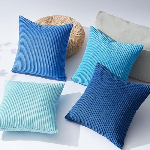 Decorative Throw Pillow Covers Cushion Cases (Lightblue / 22" x 22" (Pack of 4))