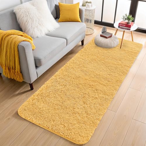 2x4 Machine Washable Runner Rugs for Hallway (2x4 Ft / Mustard Yellow)